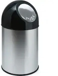 Abfallbeh&auml;lter mit Druckdeckel und Inneneimer 30 Liter - Edelstahl, Schwarz - Silber