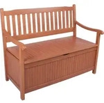 Garden Pleasure Holzbank/Truhenbank 2-Sitzer B 107 x H 90 x T 59 cm, ge&ouml;lt - Braun