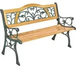 tectake&reg; Gartenbank Kathi 2-Sitzer aus Holz und Gusseisen 124x60x83cm - Braun