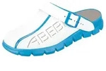 Abeba 7312 Clog wei&szlig;/blau mit Aufdruck - 48 - Wei&szlig;/Blau - 48