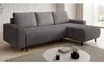 Wohnlandschaft Ecksofa RIMINI Cord Grau mit elektrischer Sitztiefenverstellung Bett