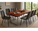 SAM&reg; Esstisch Baumkante massiv Akazie nussbaum 220 x 100 silber QUINN - Braun