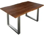Esstisch Baumkante massiv Akazie nougat 180 x 90 cm silber LAUREN - Braun