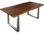 Esstisch Baumkante massiv Akazie nougat 220 x 100 cm silber LAUREN - Braun