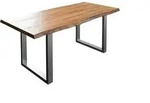 Esstisch Baumkante massiv Akazie natur 140 x 80 silber LIAM - Naturbelassen