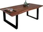 Esstisch Baumkante massiv Akazie Nussbaum 160 x 85 U-Gestell schwarz THEA - Braun