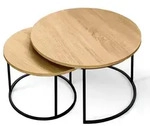 holz4home&reg; Couchtisch 2er-Set MDF Sonoma Eiche I Runder Beistelltisch im...