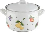 Riess Emaille Fleischtopf mit Deckel &Oslash; 20 cm, 3,5 l Fruit Garden - Wei&szlig;