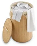 Relaxdays W&auml;schekorb Bambus, faltbare W&auml;schetonne mit Deckel, Volumen 70 l,