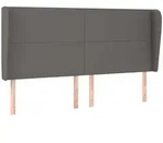 vidaXL Kopfteil mit Ohren Grau 203x23x118/128 cm Kunstleder - Grau