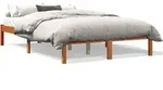 vidaXL Massivholzbett ohne Matratze Wachsbraun 140x200 cm Kiefernholz - Braun