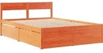 vidaXL Massivholzbett ohne Matratze Wachsbraun 120x190 cm Kiefernholz - Braun