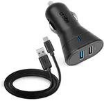 SBS KFZ-Ladeger&auml;t 12W 2x USB-A 2,1A schwarz + USB-C Ka - Schwarz