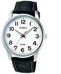 Casio Uhr Herrenuhr MTP-1303PL-7BVEF wei&szlig; Leder Armbanduhr - Schwarz