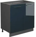K&uuml;chenunterschrank Vicco Fame-Line Dunkelblau Hochglanz/Anthrazit 80 cm ohne