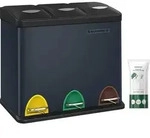 SONGMICS M&uuml;lleimer M&uuml;lltrennsystem, aus Metall, 24 L, K&uuml;che - Grau