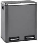 SVITA TM2X15 Treteimer 30 Liter 2x15L grau Abfalleimer M&uuml;lleimer M&uuml;lltrennung...