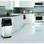 Primaster Abfalleimer Edelstahl 65 l mit Rollen - Silber