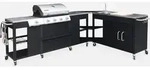 sweeek - Gasgrill mit Au&szlig;enk&uuml;che 4+1 Brenner - Schwarz - Schwarz