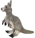 Wild Republic Stofftier Kanguru mit Baby - Plusch - grau - 30 cm - Grau