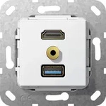 GIRA 4847190, HDMI + USB A + 3,5mm, Wei&szlig; - Wei&szlig;