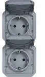 Legrand PLEXO New Einsatz, Feuchtraum Steckdose, 2-fach inkl. Klappdeckel,
