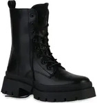 VAN HILL Damen Leicht Gef&uuml;ttert Schn&uuml;rstiefeletten Profil-Sohle Schuhe 839524,