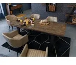 MASSIVMOEBEL24 Esstisch mit Glas und Altholz 180x90x80,5 braun lackiert SEVILLA...