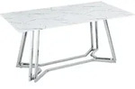 SalesFever Esstisch | 160 x 90 cm | Tischplatte Glas Marmor-Optik | Gestell...