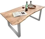 SIT M&ouml;bel Baumkante-Esstisch 220 cm | Tischplatte Akazie natur 56 mm | Kufen-Gestell