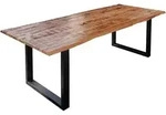 Esstisch Baumkante Massiv Mango naturfarben 280 x 100 schwarz U-Gestell DORA -