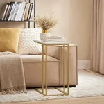 SoBuy FBT87-G Beistelltisch Sofatisch Kaffeetisch Betttisch Pflegetisch - Gold/Wei&szlig;