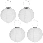 4er Set Solar LED Lampion Party Garten Laterne Wei&szlig; &oslash; 20cm Deko Lampenschirm...
