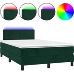 vidaXL Boxspringbett mit Matratze & LED Dunkelgr&uuml;n 120x200 cm Samt - Gr&uuml;n