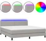vidaXL Boxspringbett mit Matratze & LED Hellgrau 180x200 cm Stoff - Grau