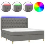 vidaXL Boxspringbett mit Matratze & LED Dunkelgrau 180x200 cm Stoff - Grau