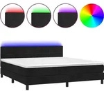 vidaXL Boxspringbett mit Matratze & LED Schwarz 180x200 cm Samt - Schwarz