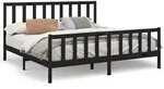 vidaXL Massivholzbett Schwarz Kiefer 200x200 cm - Schwarz