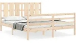 vidaXL Massivholzbett mit Kopfteil 160x200 cm - Braun