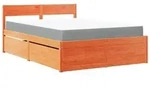 vidaXL Bett mit Schubladen und Matratze Wachsbraun 120x200 Massivholz - Braun