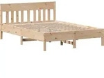 vidaXL Massivholzbett ohne Matratze 135x190 cm Kiefernholz - Braun