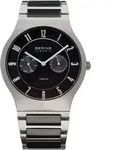 BERING Ceramic Herren Multifunktionsuhr schwarz/grau 11939-772