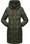 Marikoo Damen Wintermantel warmer Winterjacke Vegan Steppmantel lang mit Kapuze