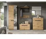 Garderobenm&ouml;bel-Set CANU 5-teilig - Basalt grau/Artisan Eiche Nachbildung - Grau