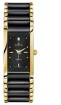 Dugena Damen Uhr 4460591 Quadra Keramik schwarz vergoldet - Gold