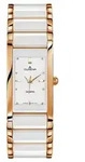 Dugena Damen Uhr 4460590 Quadra Keramik wei&szlig; Ros&eacute; vergoldet - Rosa