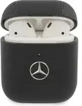 Mercedes Benz, Cover f&uuml;r Airpods 1 und 2 aus sto&szlig;festem Leder, Schwarz - Schwarz