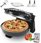 Sommertal PizzaProfi Pizzaofen, 32cm Pizzastein, schnelle 3-Minuten Pizza, 5-teiliges