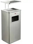 WESCO 153834-47 Standascher mit Dach EDELSTAHL MATT inklusive Abfallvolumen 19 Liter
