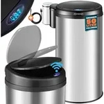 MONZANA&reg; M&uuml;lleimer K&uuml;che mit Deckel Sensor 50L Edelstahl USB Ladekabel